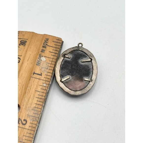 Estate Sterling Silver Mother of Pearl Abalone Shell Cameo Pendant Charm - Picture 4 of 4